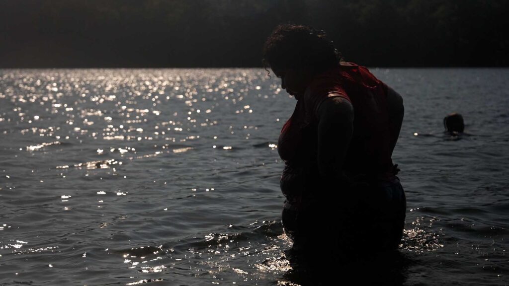 woman standing in water